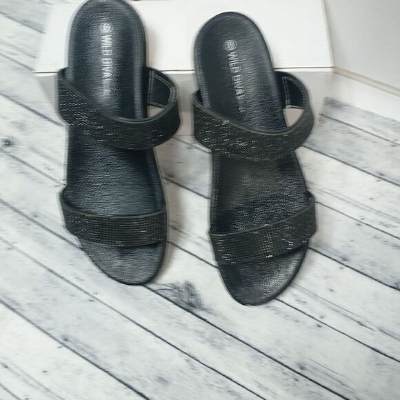 Fashion Nova Wild Diva Sandals Black/white Size 9 - Picture 7 of 8